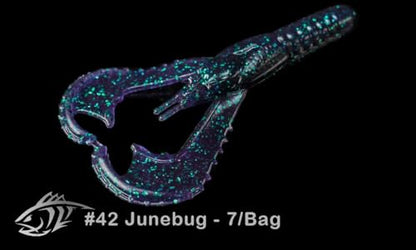 Lunker City Fishing 3" or 4" Karate Craw 3 Pack Bundle Soft Plastic Crawfish Bass Lure Open Claws Bait, 21 Pcs, Made in The USA - color: Junebug, size: 4 Inch
