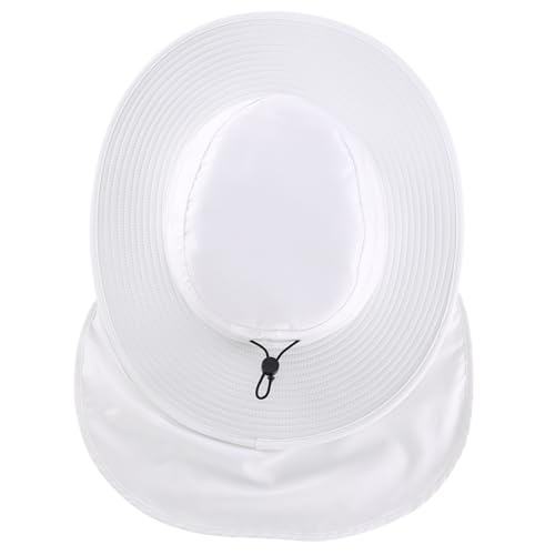 Connectyle UPF 50+ Wide Brim Sun Hat for Men Women UV Protection Fishing Hat with Neck Flap Outdoor Safari Bucket Hiking Hats - color: White