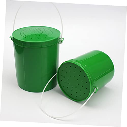 2pcs Bait Box Lure Minnow Pail Baits Tackle Minnow Bucket with Aerator Battery Operated Container with Lid Live Worms Rod Bucket with Lid Convenient Green PVC