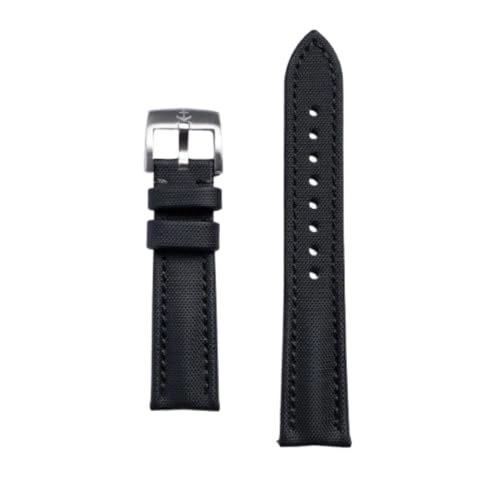 Anchor Strap Co | Classic Sailcloth Watch Strap | Marine-Grade Outer + Caoutchouc Rubber Lining | Water-Resistant | Brushed 316L Stainless Steel Buckle | Fits 6.25–8.25in Wrists - color: Jet Black, size: 20 mm