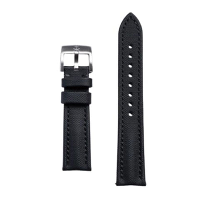 Anchor Strap Co | Classic Sailcloth Watch Strap | Marine-Grade Outer + Caoutchouc Rubber Lining | Water-Resistant | Brushed 316L Stainless Steel Buckle | Fits 6.25–8.25in Wrists - color: Jet Black, size: 20 mm