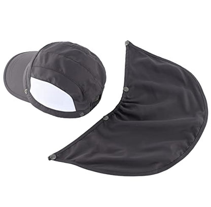 Connectyle Kids Sun Hat with Removable Neck Flap UPF 50+ Sun Protection Baseball Cap Summer Beach Sun Hats 3-6 Years - color: Dark Grey