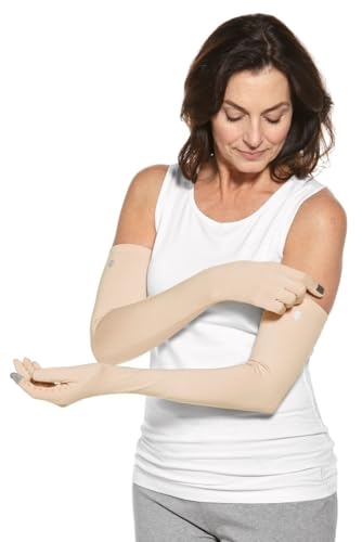 Coolibar Long Full Finger UV Sun Gloves - UPF 50+ Sun Protection - Culebra - color: Beige, size: X-Small