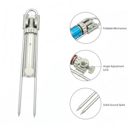 1 Pack Fishing Rod Holder, Stainless Steel Ground Spike for Bank and Shore Fishing, Foldable Design
