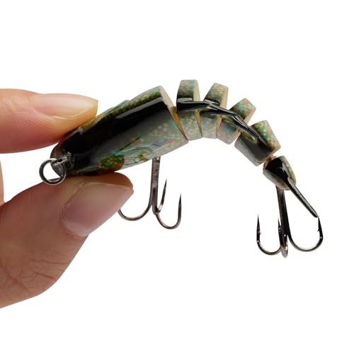 Bassdash SwimPanfish 0.34oz Hard Swimbaits Multi Jointed Topwater Trout Bass Fishing Crank Lure for Freshwater and Saltwater - color: Green/Orange Pumpkinseed