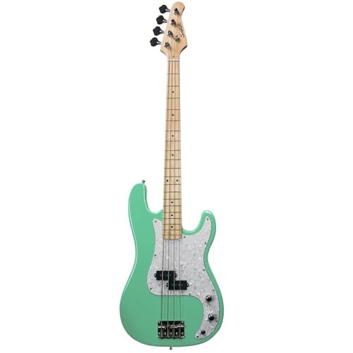 Sawtooth EP Series Electric Bass Guitar, Surf Green w/Pearl Pickguard - color: Surf Green, style: Right Hand