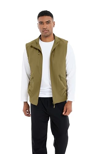 Utility Vest for Men Fishing Golf Travel Hiking Photo Outwear Lightweight Sleeveless Jacket with Pockets - color: Khaki1, size: Medium