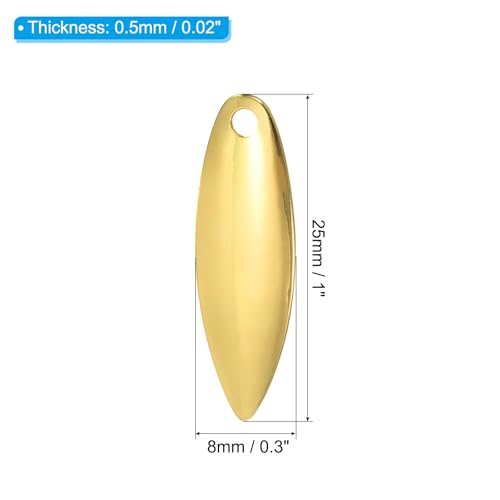 PATIKIL Fishing Lure Blades Willowleaf Lure Making for DIY Bait - color: Golden, size: 1"x0.3"