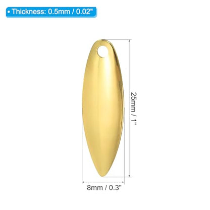 PATIKIL Fishing Lure Blades Willowleaf Lure Making for DIY Bait - color: Golden, size: 1"x0.3"
