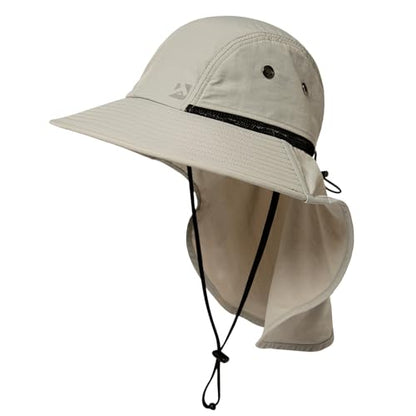 Oversized XL XXL Mens Sun Hat Big Head Neck Flap Shade Waterproof UPF50+ Wide Brim Hat Fishing Safari Hiking - color: Light Grey, size: Large-X-Large