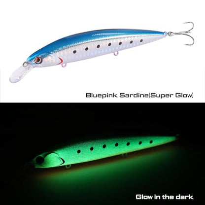 LITTMA Shore Cast 115 Saltwater Sinking Minnow Jerkbait Fishing Plug - color: Bluepink Sardine(Super Glow)
