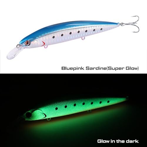 LITTMA Shore Cast 115 Saltwater Sinking Minnow Jerkbait Fishing Plug - color: Bluepink Sardine(Super Glow)