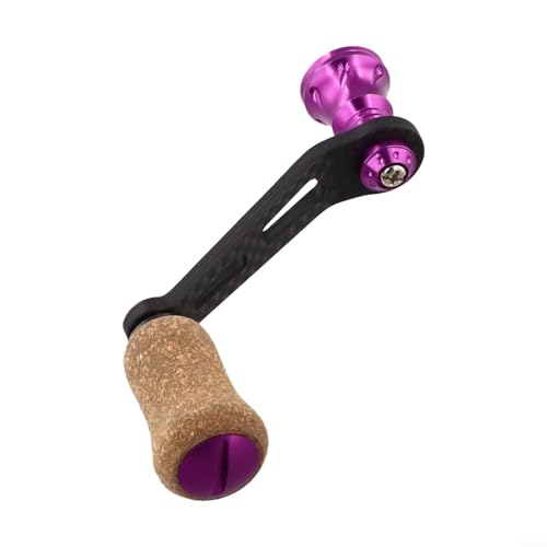 Carbon Fiber Fishing Reel Handle, 70mm Round Knob with Bearings, Screw-in Arm for Daiwa Fuego Salamandura Spinning-Reels(purple) - color: purple