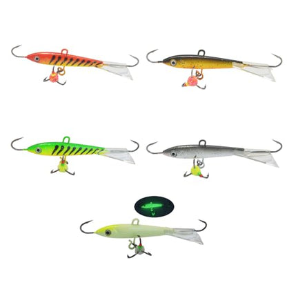 Alichino Ice Fishing Jig Set Ice Fishing Lures Micro Jig Head Hook Set for Panfish, Crappie, Walleye, Perch, Trout, Bluegill - color: 5pcs Balance Ice Lure Set