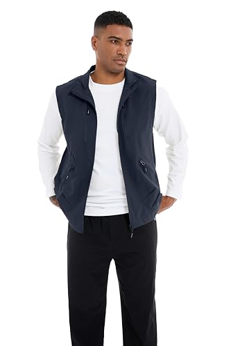 Utility Vest for Men Fishing Golf Travel Hiking Photo Outwear Lightweight Sleeveless Jacket with Pockets - color: Navy1, size: Medium