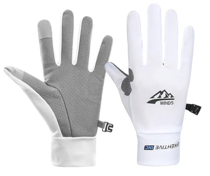 SUJAYU Full Finger UV Protection Gloves - Women & Men, Thin Fishing, Hiking, Cycling, Driving, Gym Gloves - color: White, size: Medium