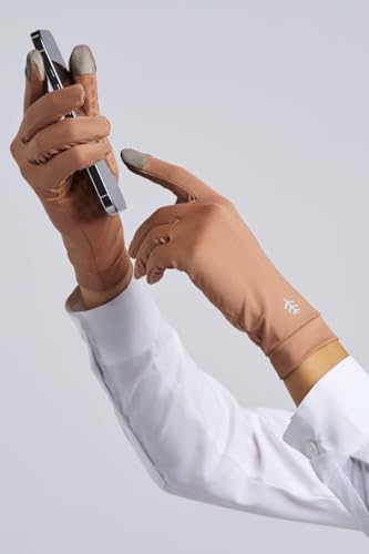 Coolibar Full Finger UV Sun Gloves - UPF 50+ Sun Protection - Gannett - color: Antique Tea, size: X-Small
