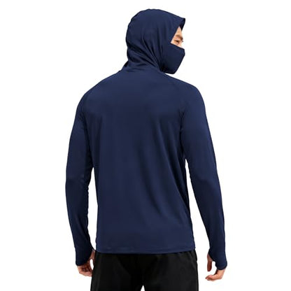 HovSiyla Mens Fishing Hoodie UV Sun Protection Shirts UPF Rash Guard Long Sleeve Shirts Hiking Performance Mesh Face Mask Top - color: 5 Pack : Black Grey White Navy Red, size: X-Large