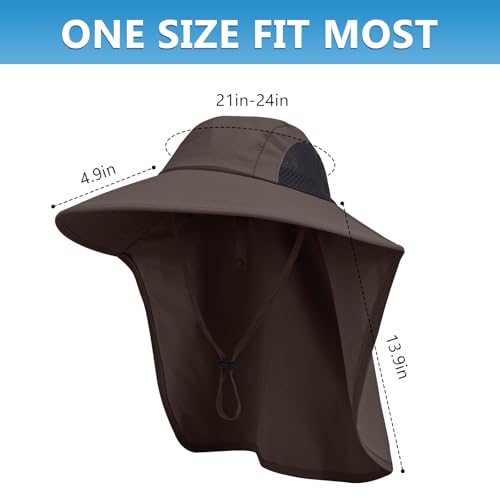 Sun Hat for Men Women with Neck Flap,UPF 50+ UV Protective Hiking Fishing Hats,Wide Brim Sun Hat for Women&Men - color: 1pack-coffee