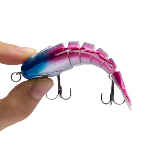 BASSDASH SwimPanfish Multi Jointed Panfish Bluegill Swimbaits Hard Topwater Bass Lures Fishing Lure Crank Saltwater 3.5in/0.85oz - color: Pink/Silver