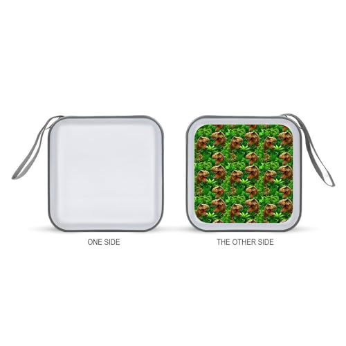 40 Capacity CD Case DVD Case Tropical Leaf Tynosaurus Rex Dinosaur Green Storage Holder Easy to Carry and Organize CDs and DVDs Disc Wallet Bag - color: color777