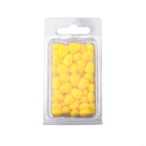 50Pcs Soft Plastic Fishing Lures, Artificial Silicone Baits With Corn Design And Scent, PVC Freshwater Tackle For Bass Trout Panfish, Yellow Red Assorted Colors(Yellow) - color: Yellow