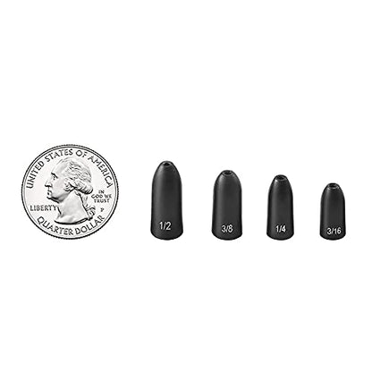 12 Pack Tungsten Bullet Fishing Weights, Insert Free Worm Sinkers, 1/8 3/16 1/4 3/8 1/2 oz - color: No Chip Black, size: 1/8 3/16 1/4 3/8oz - 2pcs each size