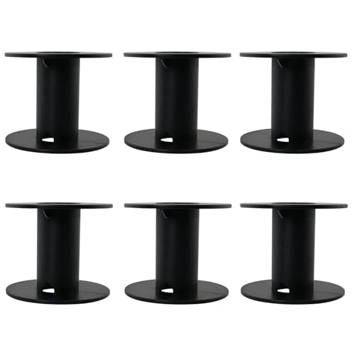 DGBRSM 6PCS Empty Plastic Wire Spool 71mm2.8 Inches Fishing Line Winding Packaging Spool for Rope Storage Ribbon Storage Black
