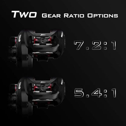 KastKing Royale Legend II Baitcasting Reels, New Compact Design Baitcaster Fishing Reel, 17.64LB Carbon Fiber Drag, Cross-Fire 8 Magnet Braking System, Available in 5.4:1 and 7.2:1 - color: 7.2:1-right