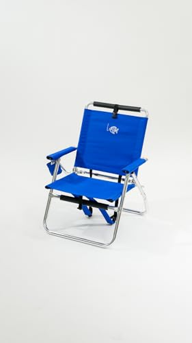 Backpack Fishing Chair - Portable Folding Ultra Light Chair with Padded Carrying Straps & Padded Lumbar Support Bar - All Aluminum Fishing Chair with Cup & Rod Holder