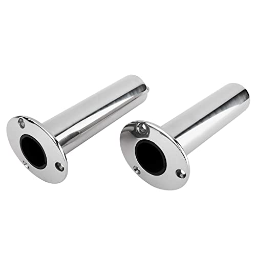 YaeMarine 4-Pack Heavy Duty Stainless Steel 316 Deluxe Rod Holders with Drain, Flush Mount Fishing Rod Pole Holders, 30 Degree /15 Degree/90 Degree - style: 90 Degree