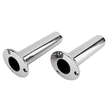 YaeMarine 4-Pack Heavy Duty Stainless Steel 316 Deluxe Rod Holders with Drain, Flush Mount Fishing Rod Pole Holders, 30 Degree /15 Degree/90 Degree - style: 90 Degree