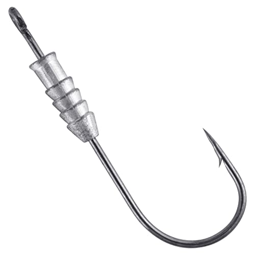 Dr.Fish 20 Pack Weighted Swimbait Hooks, Weighted Fishing Worm Hooks Straight Shank Round Bend Bass Fishing Jig Hook - size: #6/0-1/6oz