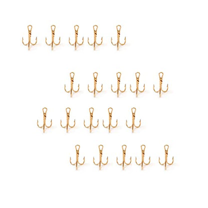 20pcs Fish WOW!® Fishing 3X Strong Treble Hooks Gold - Size #14 Tiny Size