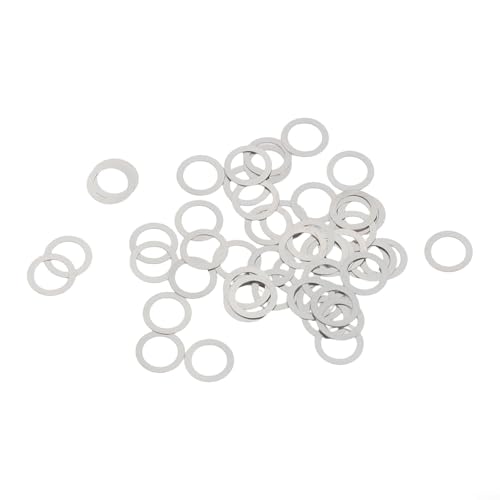 FABULETTA Fishing Reel Knob Gasket, M2.5 Locking Screw Set, Metal Adjustment Washers for Rocker Arm Handle Repair, 50pcs Silver Hardware Kit(6 * 0.3mm) - size: 6*0.3mm