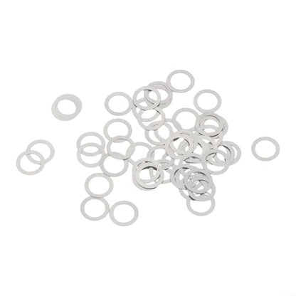 FABULETTA Fishing Reel Knob Gasket, M2.5 Locking Screw Set, Metal Adjustment Washers for Rocker Arm Handle Repair, 50pcs Silver Hardware Kit(6 * 0.3mm) - size: 6*0.3mm