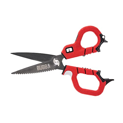 BUBBA Medium Shears Fishing Multi Tool - With Micro-Serrated Blades, Hook Eye Cleaner, Hook Sharpener, & Descaler - size: Medium