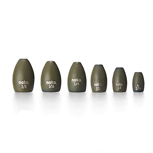 97% Pure Tungsten Flipping Weights - 10 Pack / 5 Pack - Nako Tungsten Weights - Fishing Sinkers for Bass Fishing - color: No Chip Green Pumpkin, size: 1/16 oz - 10 pack