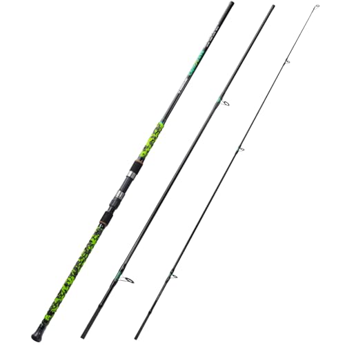 Sougayilang Surf Spinning Fishing Rod Carbon Travel Surf Rod M/MH 3 Piece Spinning Fishing Rod 9'/10'/11'/12' - color: green, size: 12ft-Spinning-3Pc-H
