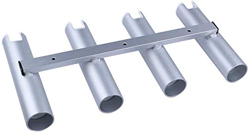 Aluminium Wall-Mounted Fishing Rod Holder for Boat, Garage & Marine - Holds Rods & Poles - color: Silver 4 Tubes