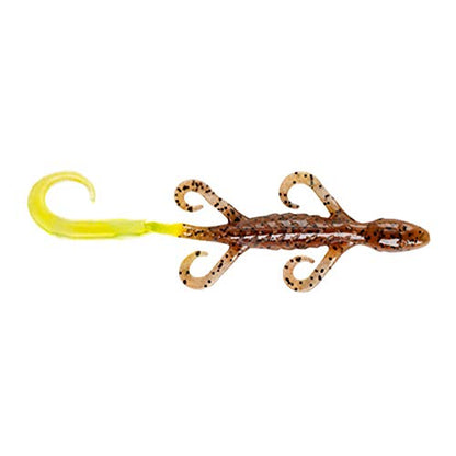 YUM Lizard Ultimate Finesse Lizard Soft Plastic Swim-Bait Bass Fishing Lure with Curly Legs and Tail - color: Carolina Pumpkin/Chartreuse