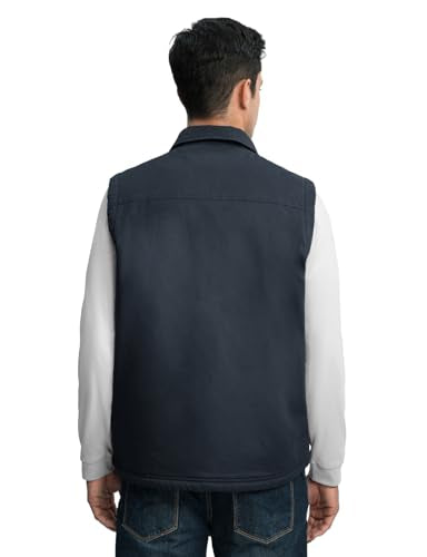 TBMPOY Men's Winter Vest Casual Sherpa Fleece lined Full Zip Lightweight Vest Outerwear Warm Cotton Travel Jackets - color: Deep Blue, size: X-Large