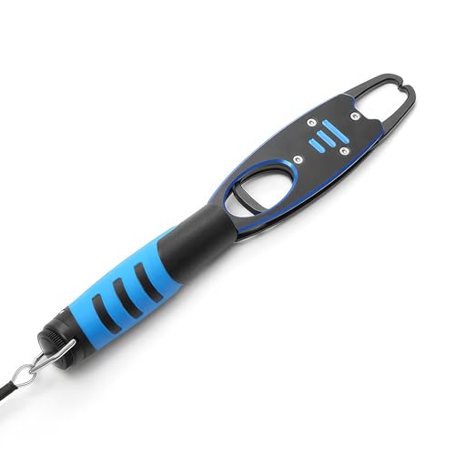 Fish Lip Gripper with Scale, 40LB/18KG Loading Capacity Aluminum Alloy Fish Scale Fish Lip Grabber Fishing Gear and Equipment Fishing Accessories Fishing Gifts for Men (Blue-Black)