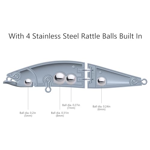 BASSROCK Minnow Swimbait Bass Trout Fishing Lure with Movable Lip Hard Bait 3.5” 1/2oz - color: 3-Pack in 3 colors (GGW)