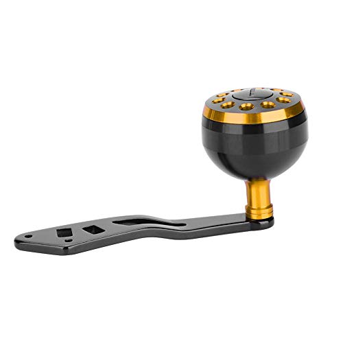 Tbest Knob Power Handle Grip,Fishing Reel Handle CNC Knob with Fittings Replacement Parts Accessory - color: Black+Gold