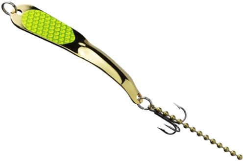 IRON DECOY Steely Fishing Lure Spoon, Casting, Trolling, Jigging, Ice, Lake, River, Stream, Freshwater, Trout, Bass, Walleye, Salmon, Crappie, Pike - color: Gold Chartreuse, size: 1/4 OZ