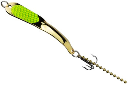 IRON DECOY Steely Fishing Lure Spoon, Casting, Trolling, Jigging, Ice, Lake, River, Stream, Freshwater, Trout, Bass, Walleye, Salmon, Crappie, Pike - color: Gold Chartreuse, size: 1/4 OZ