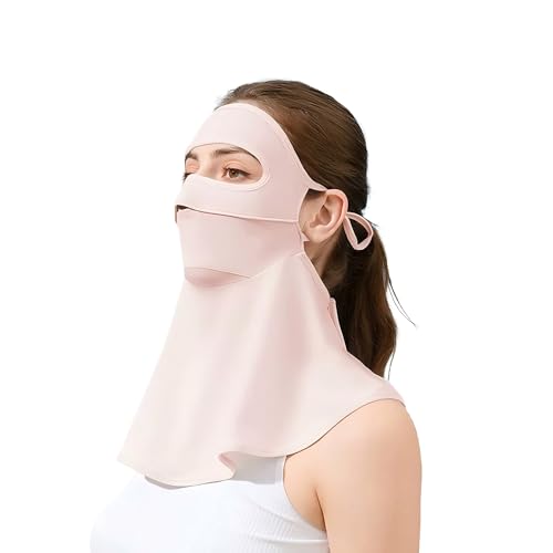 Face Cover for Sun Protection UPF 50+ UV Face Mask, UV Face Shield for Golf, Hiking Fishing & Outdoors Breathable - color: Pink