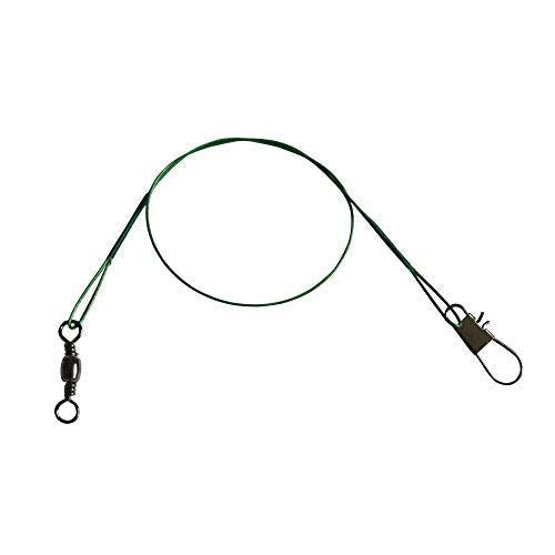50pcs Fishing Wire Leaders Heavy Duty Nylon-Coated Fishing Line Wire Leaders with Swivels and Snaps 6inch Black/Green/Silver - color: 50pcs green, size: 4 inch