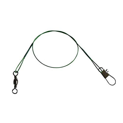 50pcs Fishing Wire Leaders Heavy Duty Nylon-Coated Fishing Line Wire Leaders with Swivels and Snaps 6inch Black/Green/Silver - color: 50pcs green, size: 6 inch